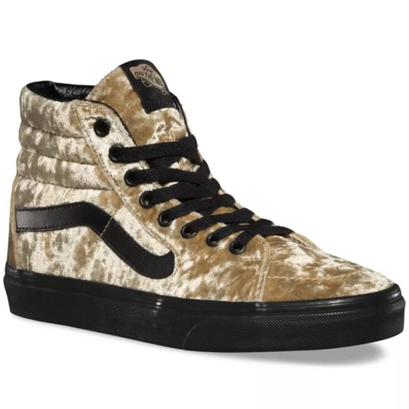 🆕Vans Sk8-Hi Velvet Gold Black Luxe Shoes High Tops
